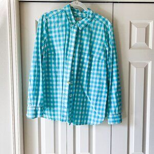 Gap Aqua and White Gingham Shirt size XL